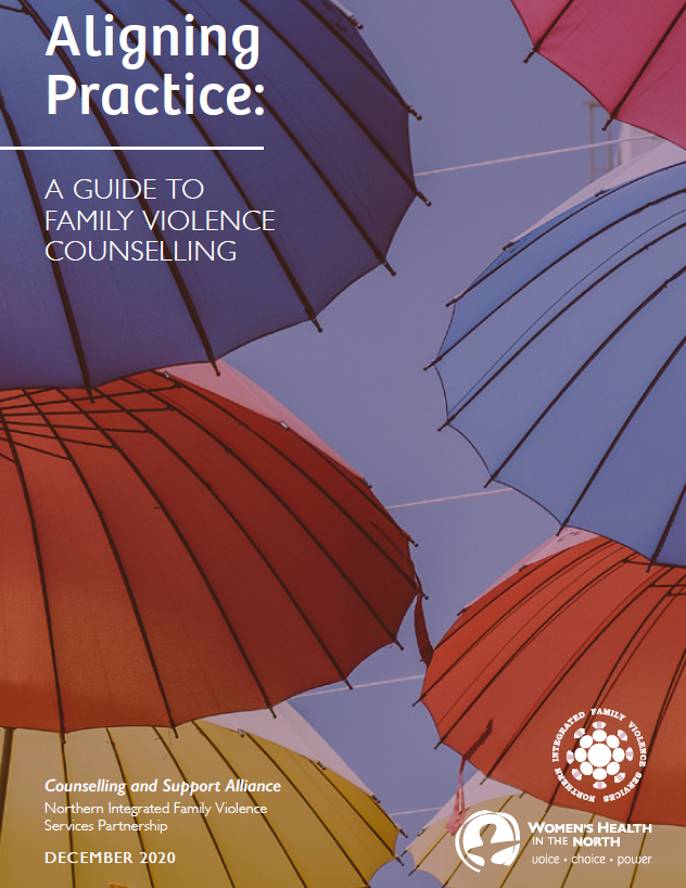 Image of front cover of Aligning Practice. View of colourful umbrellas from underneath