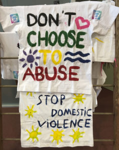 T-shirts with messages about family violence
