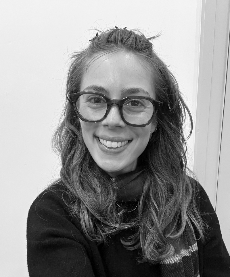 Black and white photo of Katrina Dickinson.
